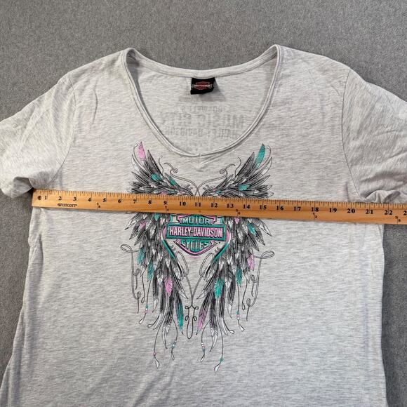 Harley Davidson Motorcycles Boswell's Music City T-Shirt Womens 3XL Feather Gray - Picture 3 of 7